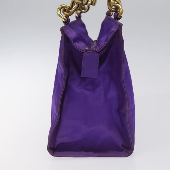 PRADA Hand Bag Nylon Purple Gold - Picture 5 of 12